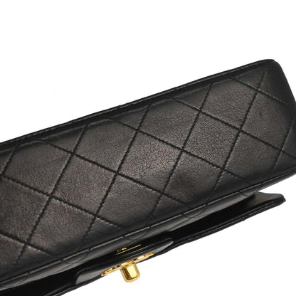 Chanel 1991-1994 Black Lambskin Small Classic Double Flap Shoulder Bag