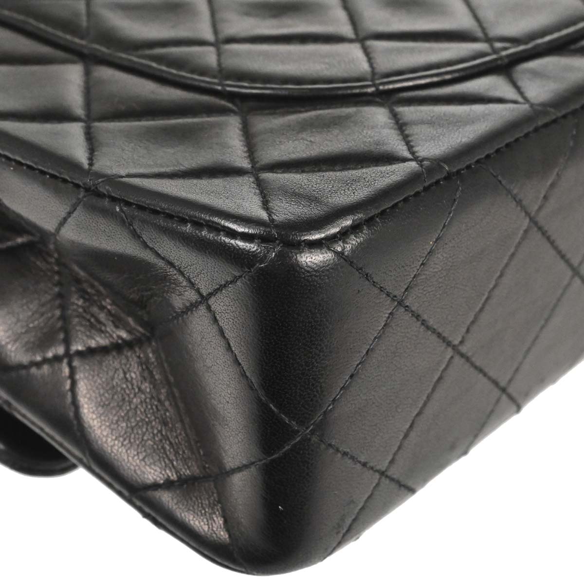 Chanel 1991-1994 Black Lambskin Small Classic Double Flap Shoulder Bag