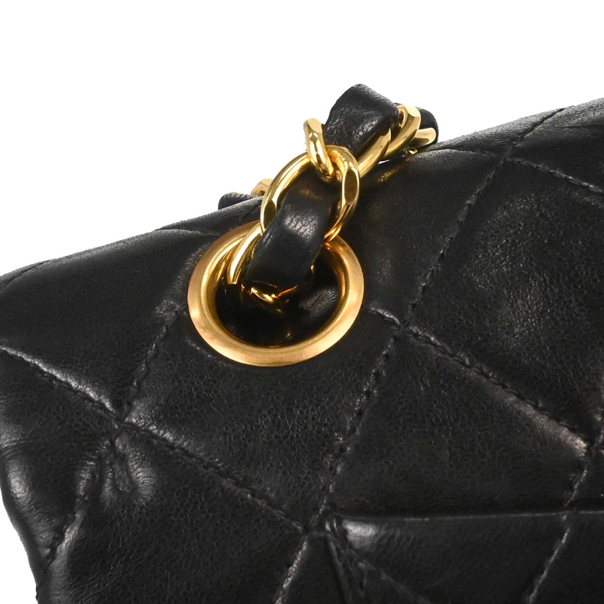Chanel 1991-1994 Black Lambskin Small Classic Double Flap Shoulder Bag