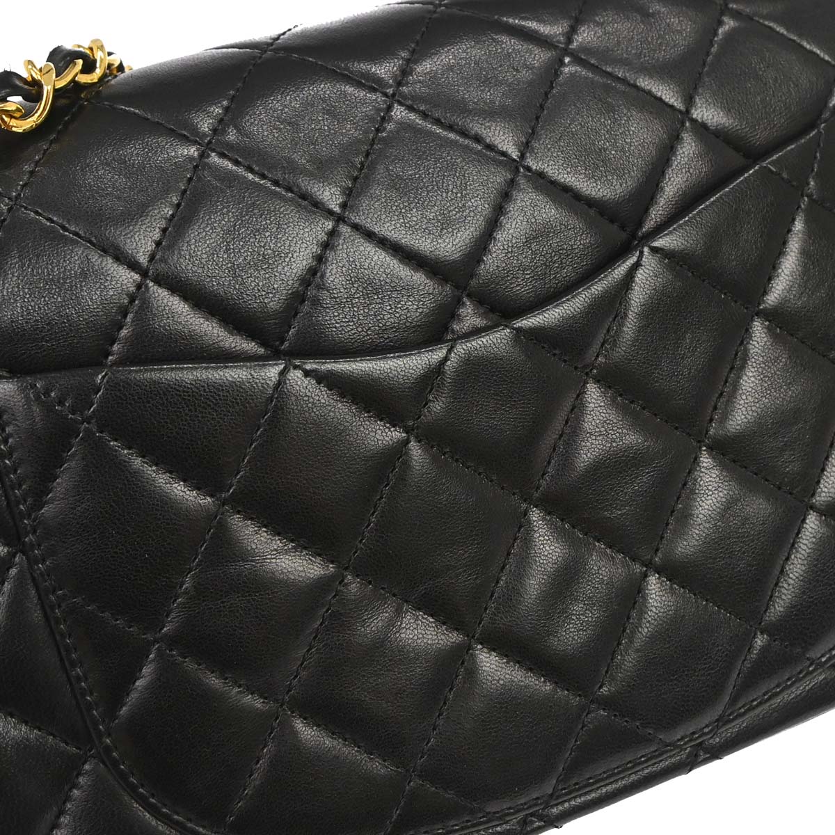 Chanel 1989-1991 Black Lambskin Small Classic Double Flap Shoulder Bag