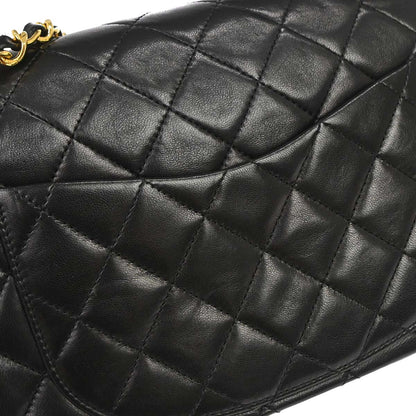 Chanel 1989-1991 Black Lambskin Small Classic Double Flap Shoulder Bag