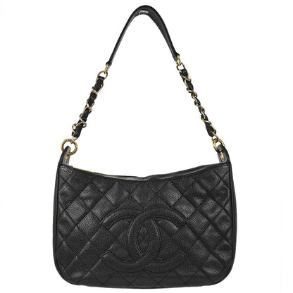 Chanel 2002-2003 Black Caviar Skin Hobo Handbag