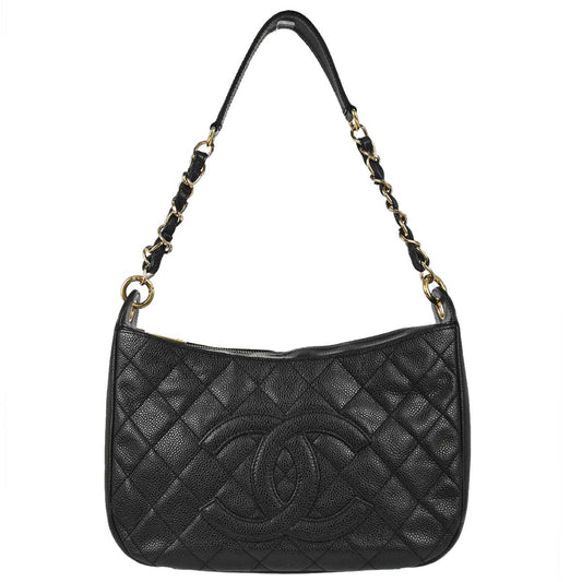 Chanel 2002-2003 Black Caviar Skin Hobo Handbag