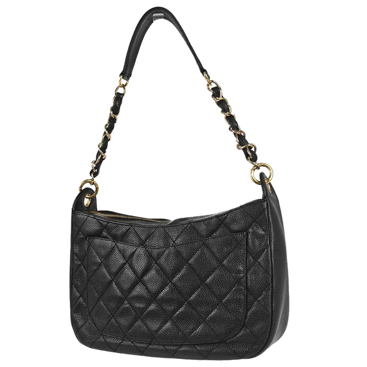 Chanel 2002-2003 Black Caviar Skin Hobo Handbag