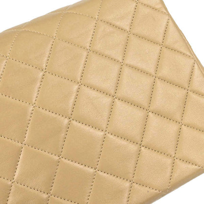 Chanel 1989-1991 Beige Lambskin Classic Square Flap Shoulder Bag 20