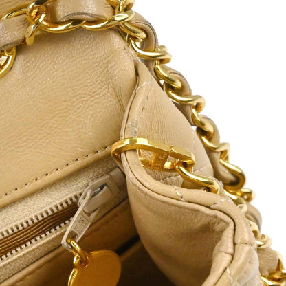 Chanel 1989-1991 Beige Lambskin Classic Square Flap Shoulder Bag 20