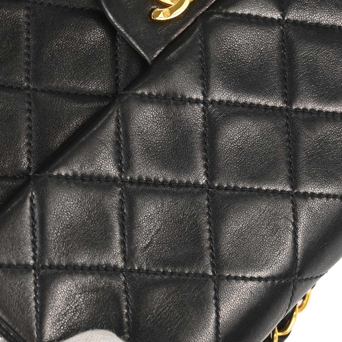 Chanel 1991-1994 Black Lambskin Classic Square Flap Shoulder Bag 20