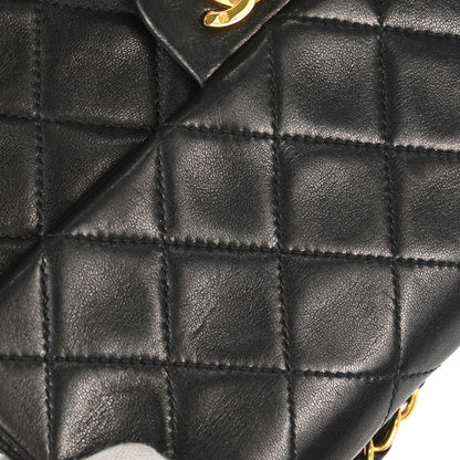 Chanel 1991-1994 Black Lambskin Classic Square Flap Shoulder Bag 20