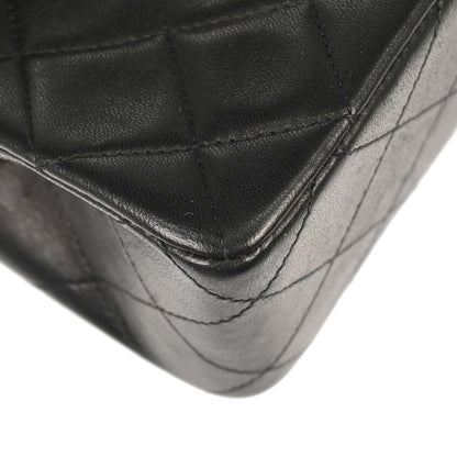 Chanel 1991-1994 Black Lambskin Classic Square Flap Shoulder Bag 20