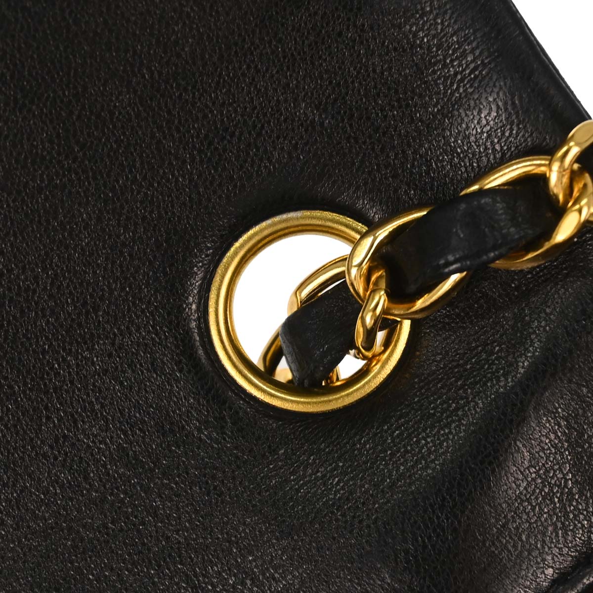 Chanel 1991-1994 Black Lambskin Classic Square Flap Shoulder Bag 20