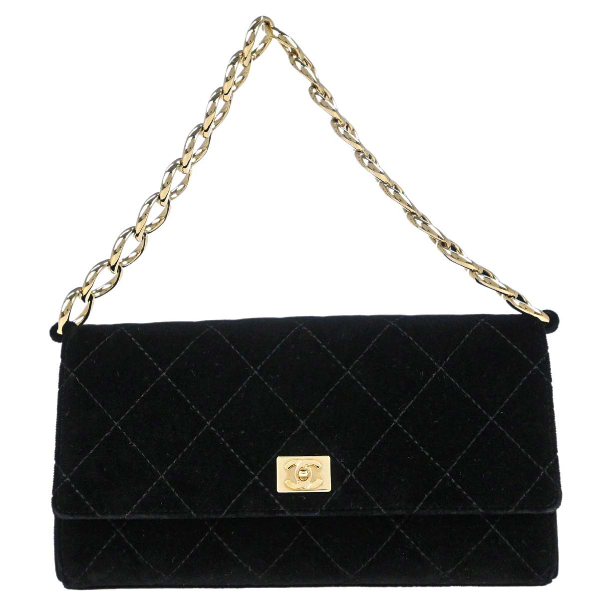 Chanel 2002-2003 Black Velvet Chain Handbag