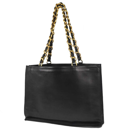 Chanel 1994-1996 Black Lambskin Chain Tote Shoulder Bag