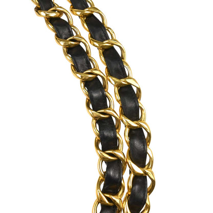 Chanel 1994-1996 Black Lambskin Chain Tote Shoulder Bag