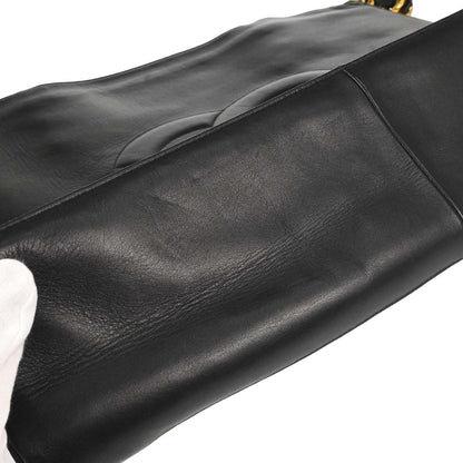 Chanel 1994-1996 Black Lambskin Chain Tote Shoulder Bag