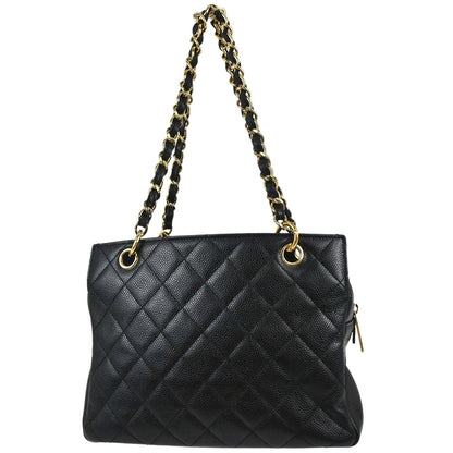 Chanel 2008-2009 Black Caviar Skin Petite Timeless Tote PTT Chain Handbag