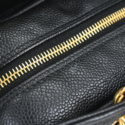 Chanel 2008-2009 Black Caviar Skin Petite Timeless Tote PTT Chain Handbag