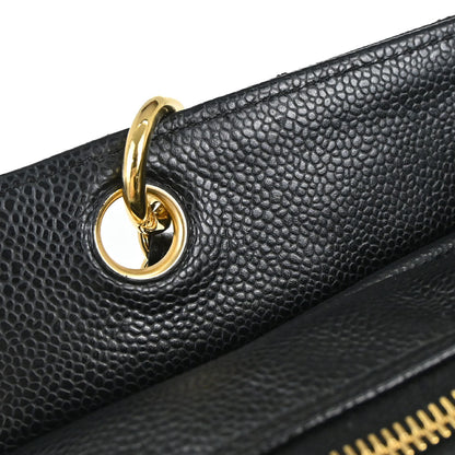 Chanel 2008-2009 Black Caviar Skin Petite Timeless Tote PTT Chain Handbag