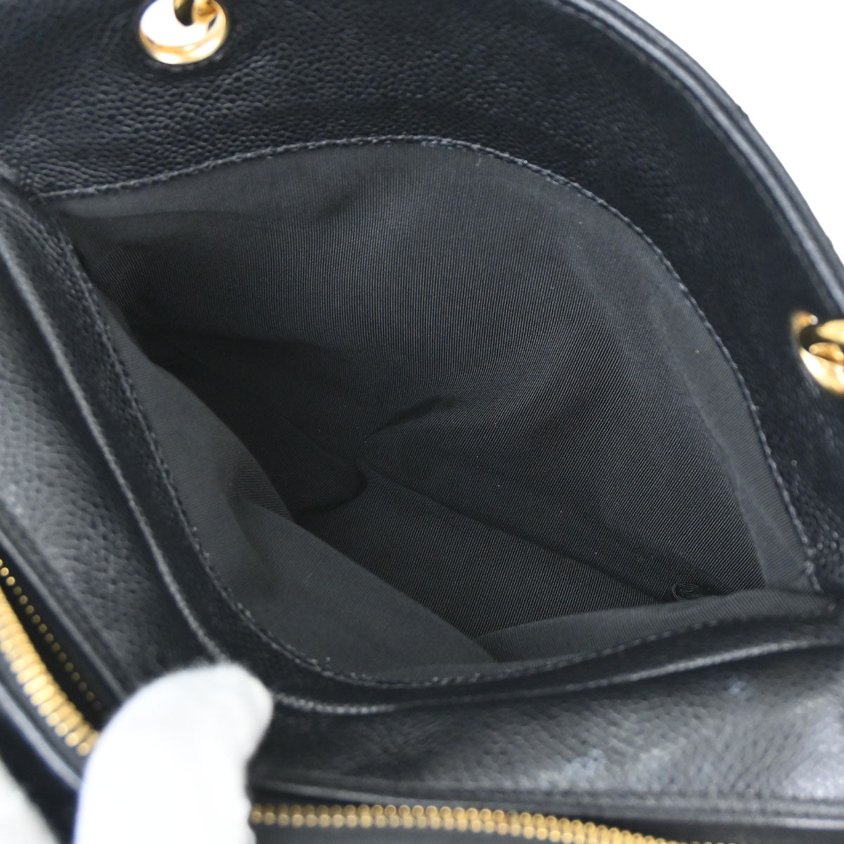 Chanel 2008-2009 Black Caviar Skin Petite Timeless Tote PTT Chain Handbag