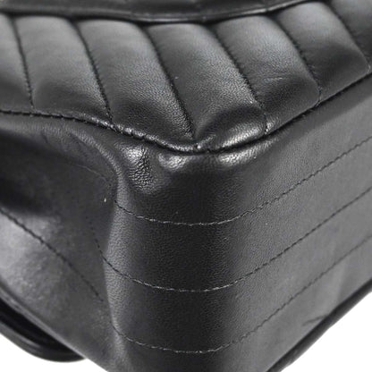 Chanel 2019 Black Lambskin Chevron Medium Classic Double Flap Shoulder Bag