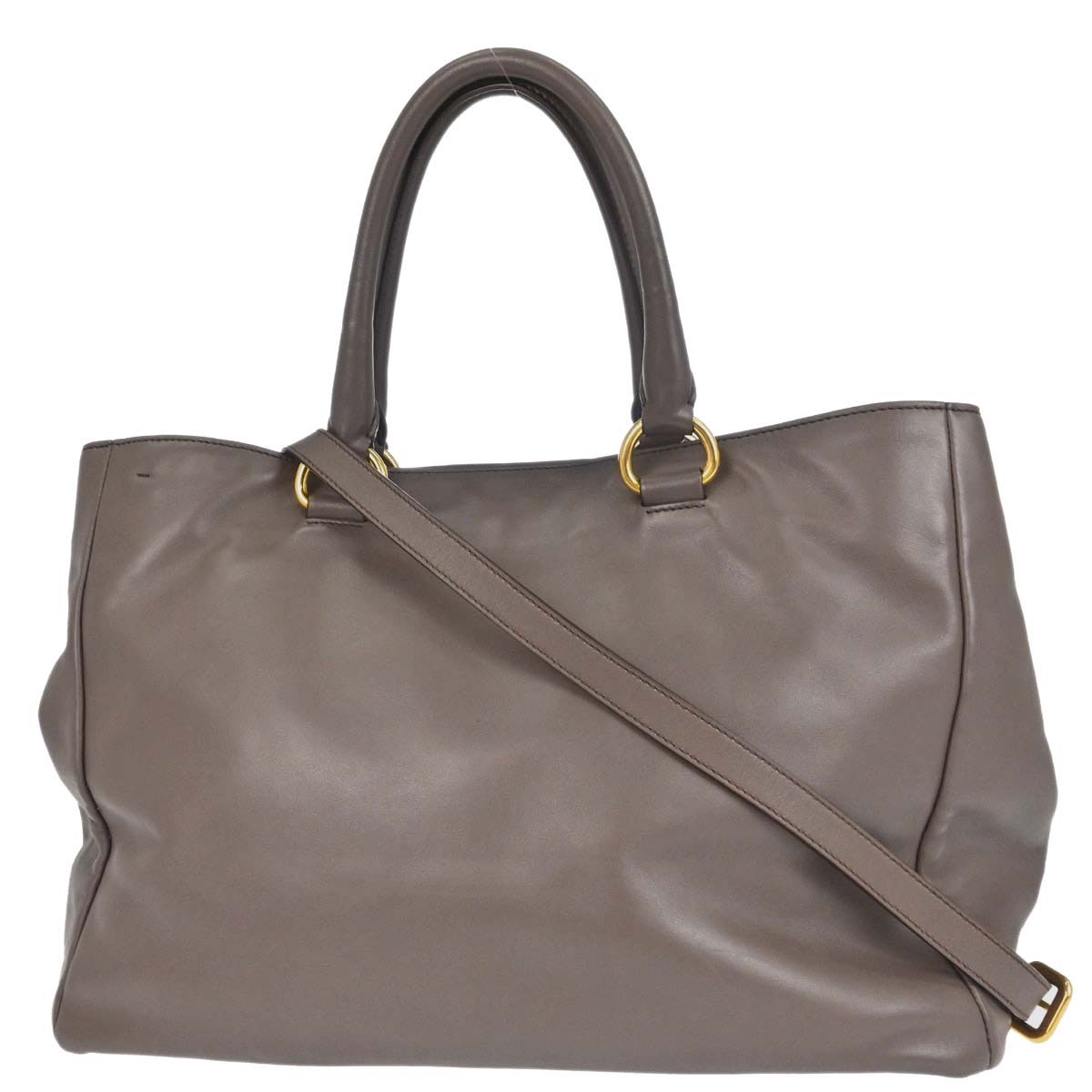 Prada Brown Leather 2way Shoulder Tote Handbag