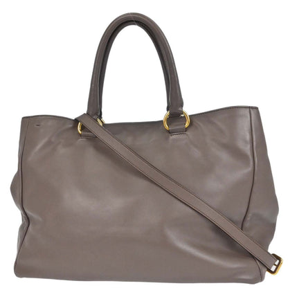 Prada Brown Leather 2way Shoulder Tote Handbag