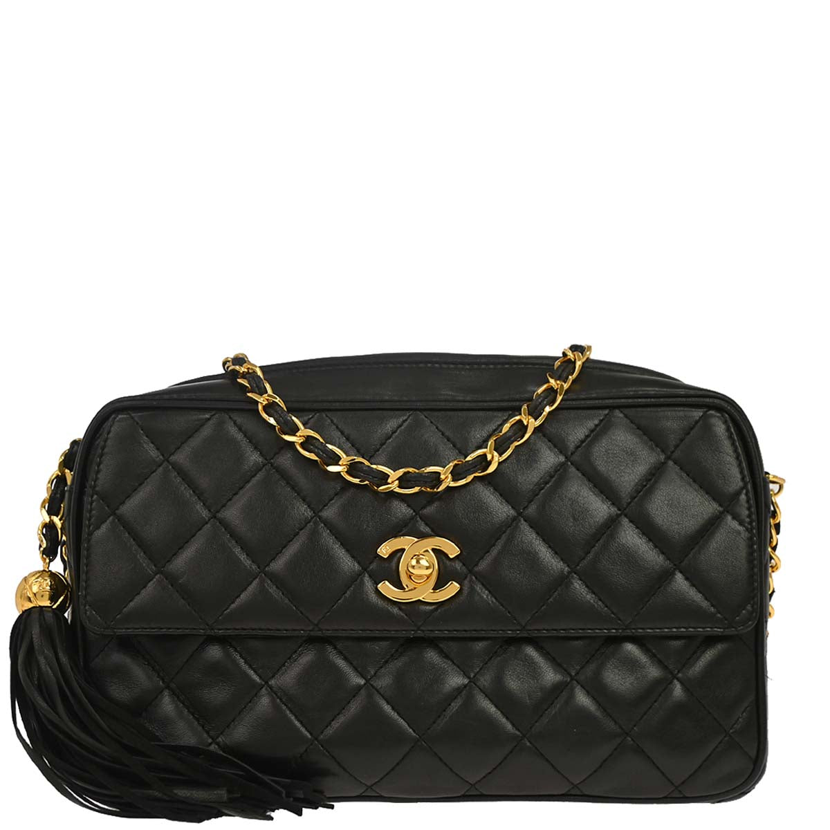 Chanel Black Lambskin Camera Bag Small