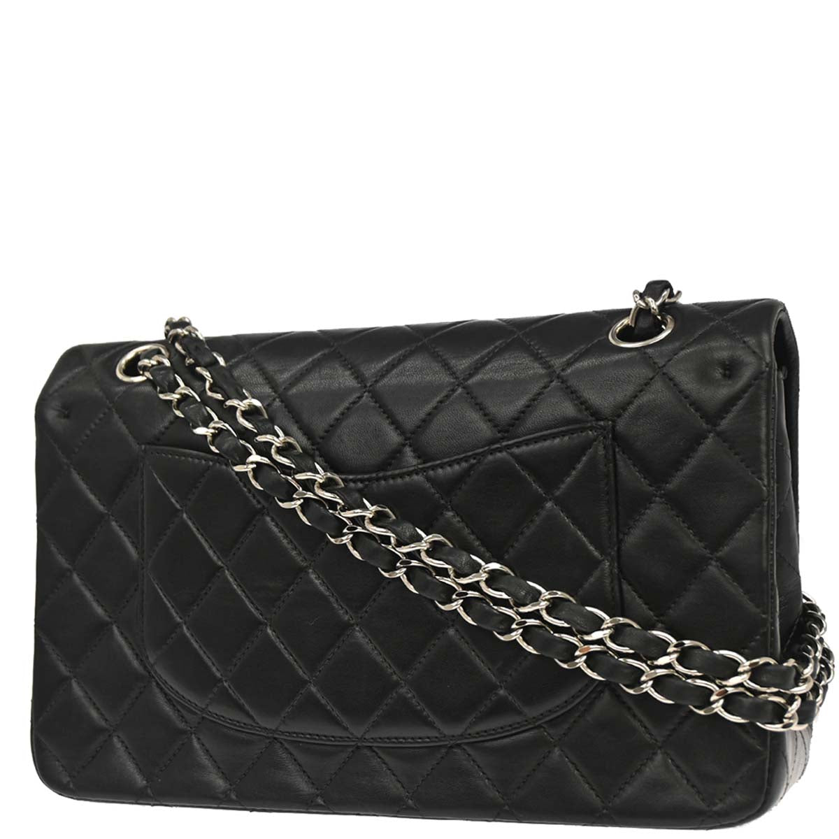 Chanel 2000-2002 Black Lambskin Medium Classic Double Flap Shoulder Bag