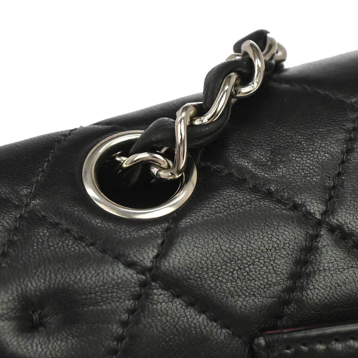 Chanel 2000-2002 Black Lambskin Medium Classic Double Flap Shoulder Bag
