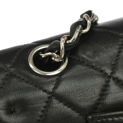 Chanel 2000-2002 Black Lambskin Medium Classic Double Flap Shoulder Bag