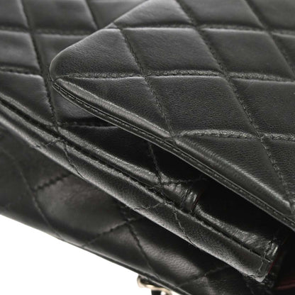 Chanel 2000-2002 Black Lambskin Medium Classic Double Flap Shoulder Bag