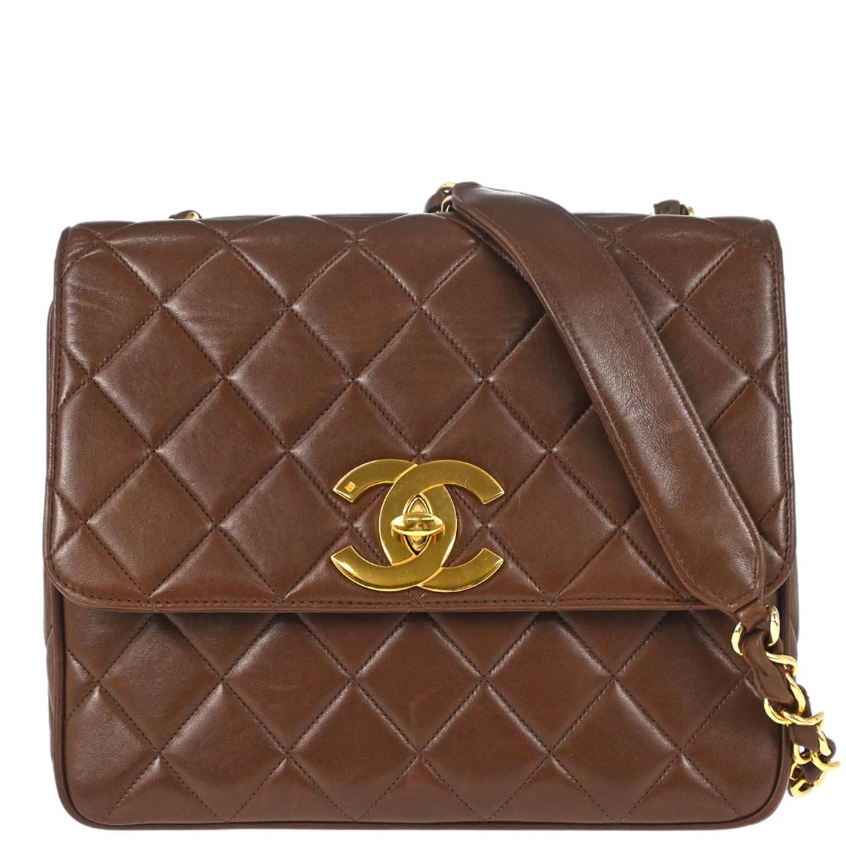 Chanel Brown Lambskin Shoulder Bag