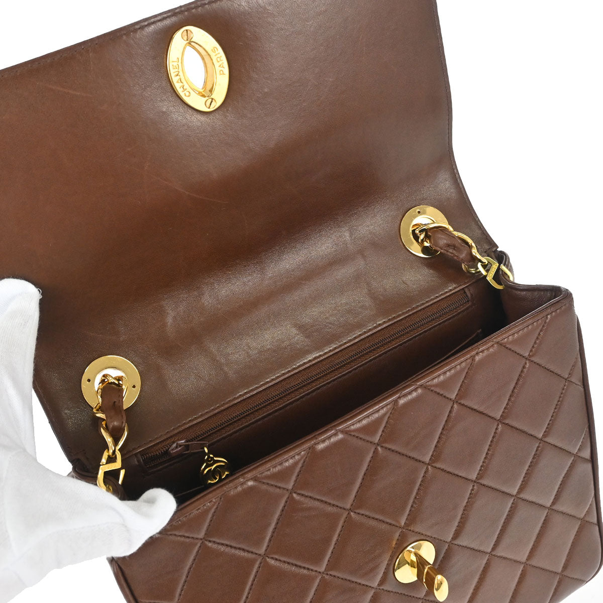 Chanel Brown Lambskin Shoulder Bag