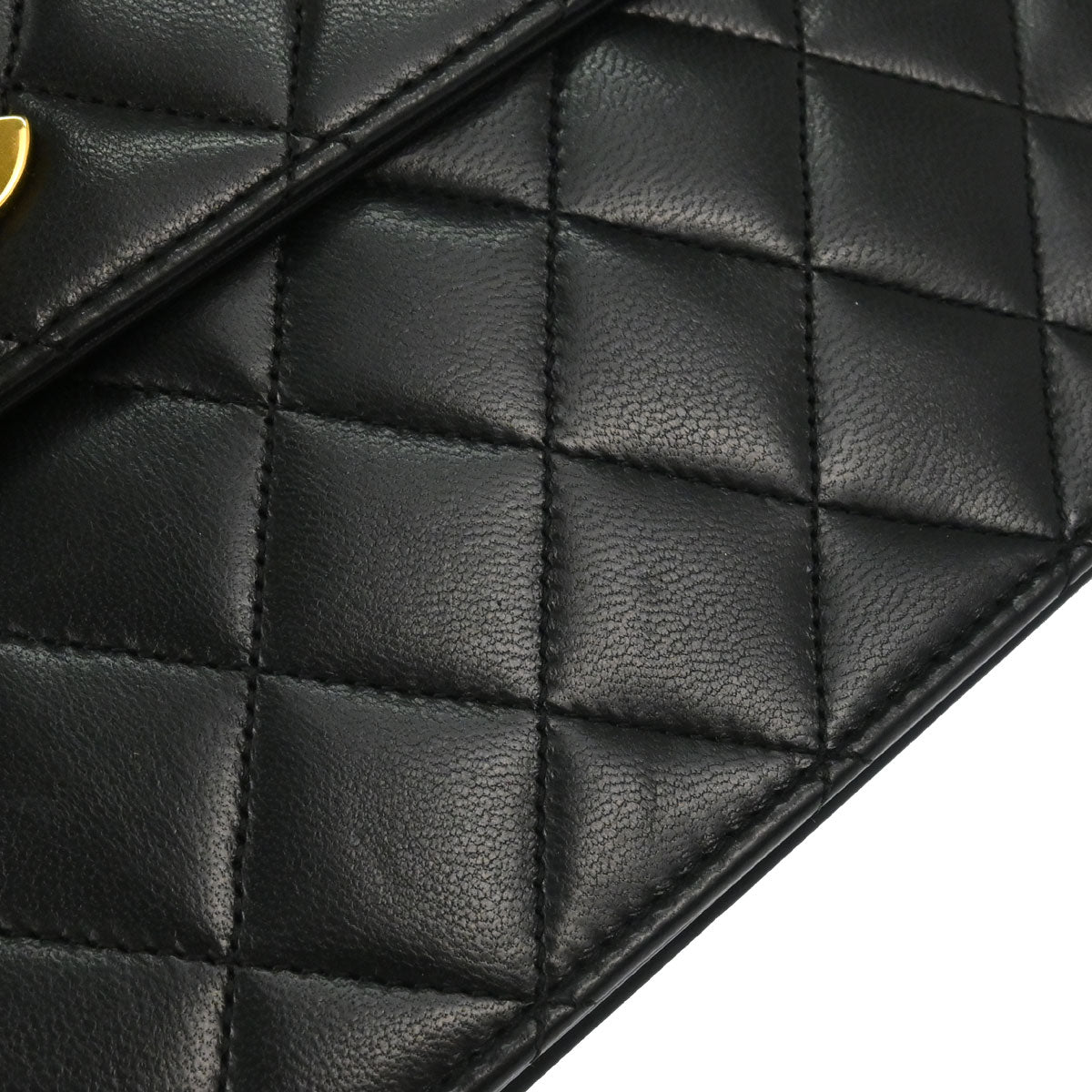 Chanel 1989-1991 Black Lambskin Double Turnlock 2way Shoulder Handbag