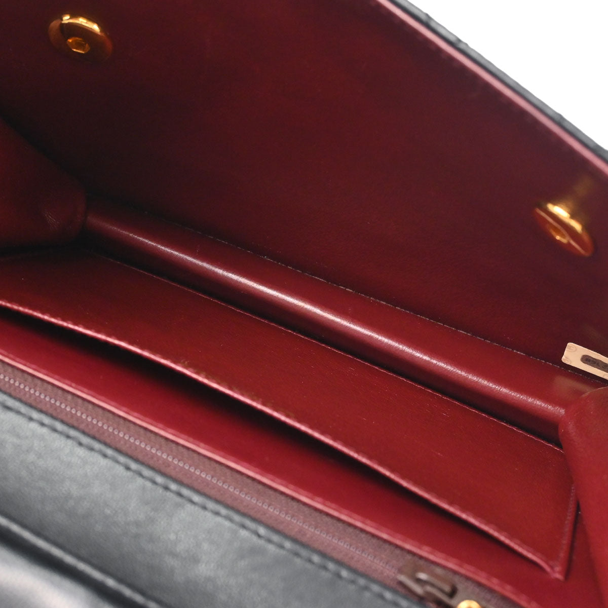 Chanel 1989-1991 Black Lambskin Double Turnlock 2way Shoulder Handbag