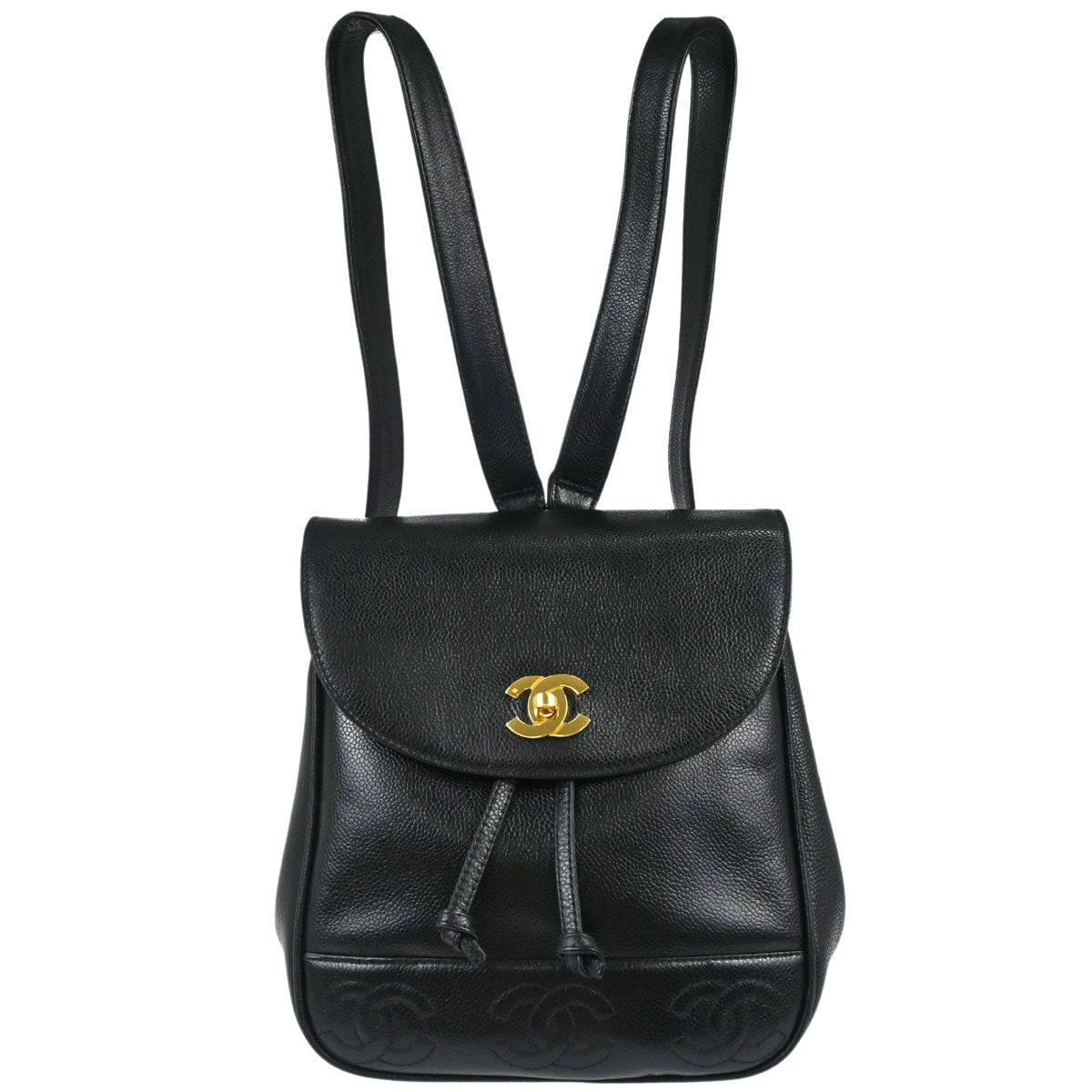 Chanel 1994-1996 Black Caviar Skin Triple CC Backpack