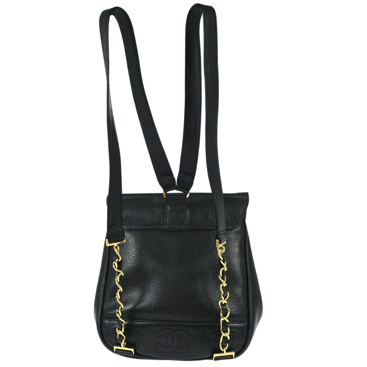 Chanel 1994-1996 Black Caviar Skin Triple CC Backpack