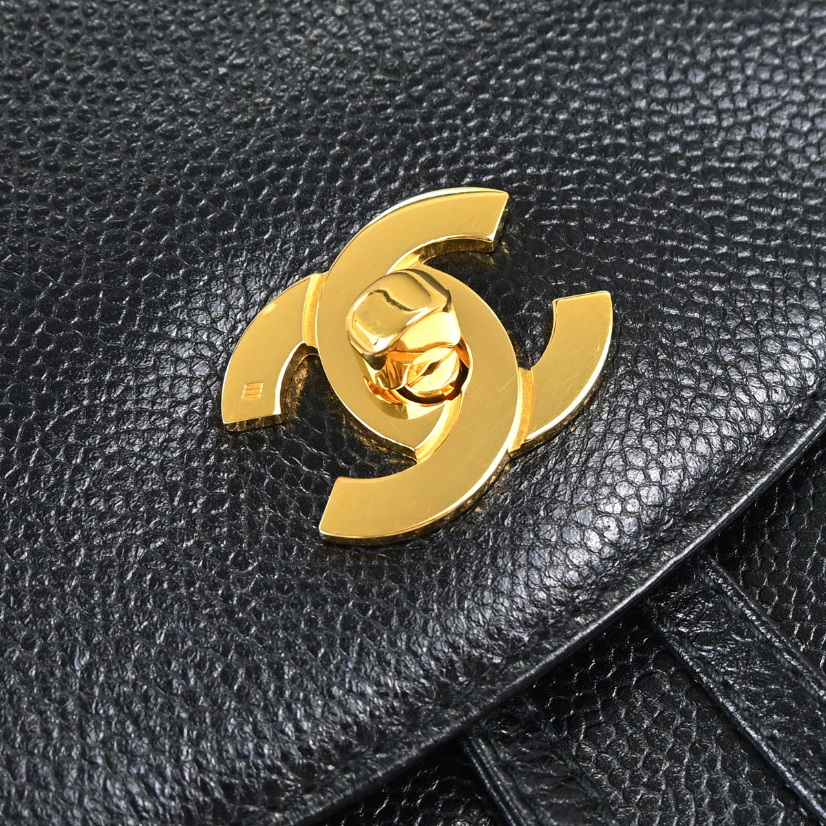 Chanel 1994-1996 Black Caviar Skin Triple CC Backpack