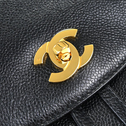 Chanel 1994-1996 Black Caviar Skin Triple CC Backpack