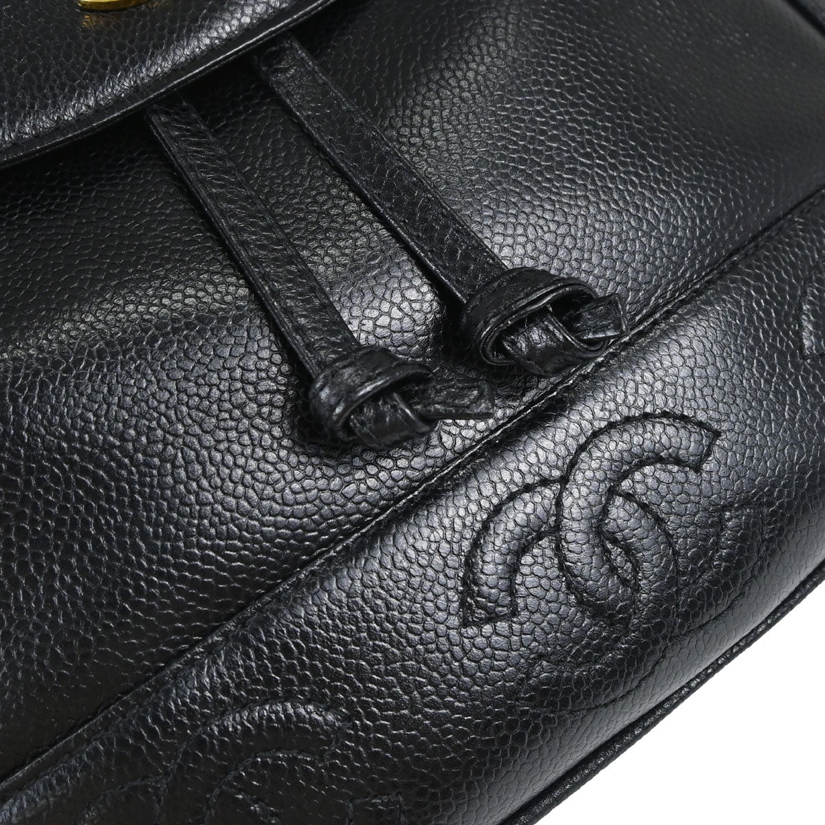 Chanel 1994-1996 Black Caviar Skin Triple CC Backpack