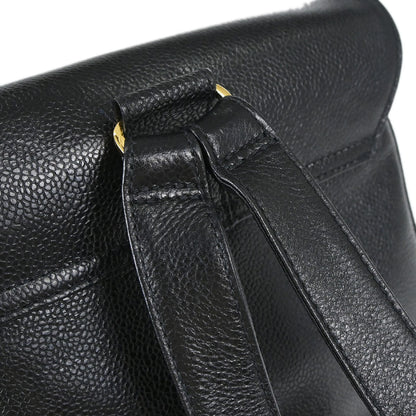 Chanel 1994-1996 Black Caviar Skin Triple CC Backpack