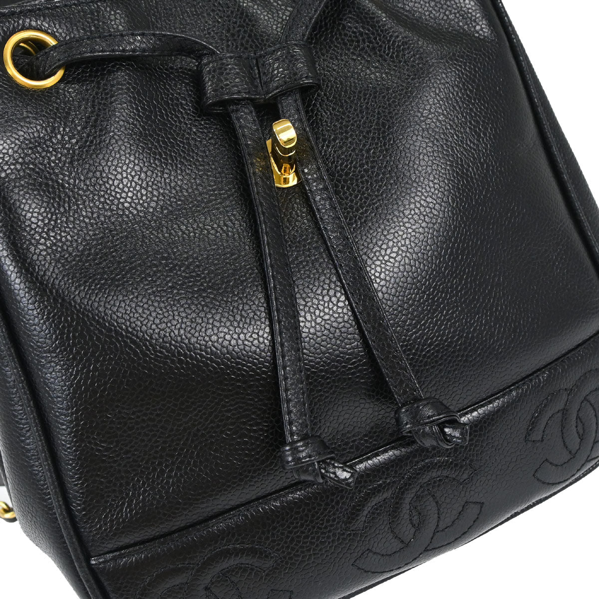 Chanel 1994-1996 Black Caviar Skin Triple CC Backpack