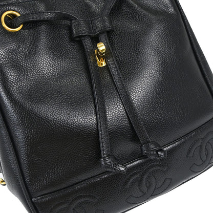 Chanel 1994-1996 Black Caviar Skin Triple CC Backpack