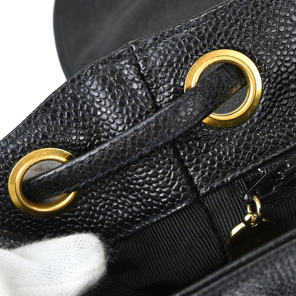 Chanel 1994-1996 Black Caviar Skin Triple CC Backpack