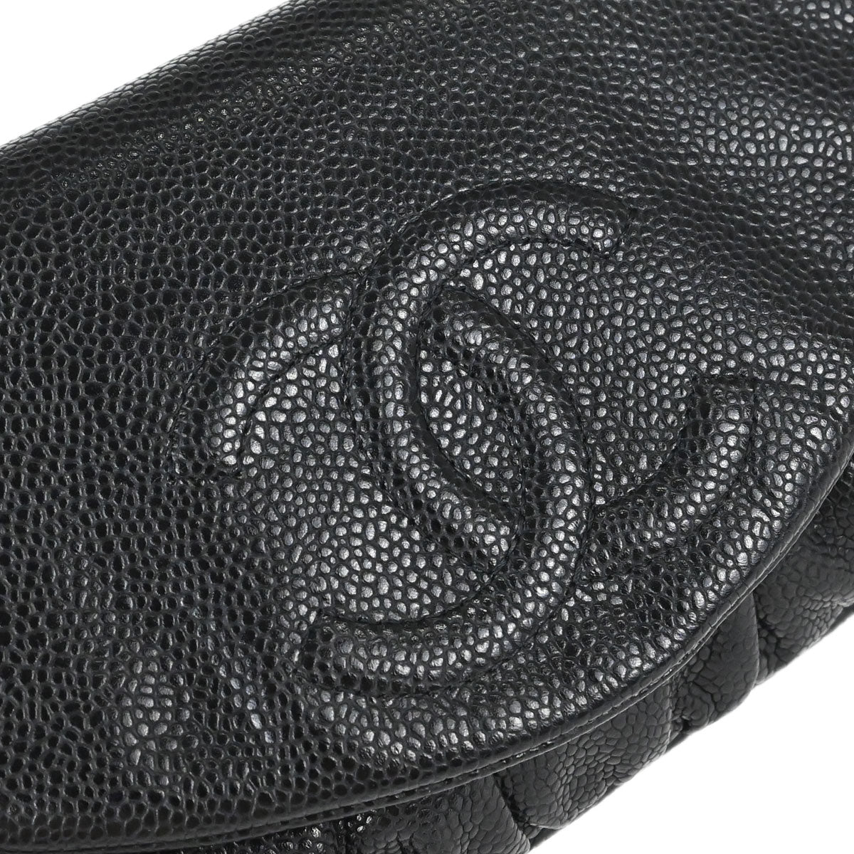 Chanel 2013-2014 Black Caviar Skin Half Moon Flap WOC Wallet on Chain Shoulder Bag