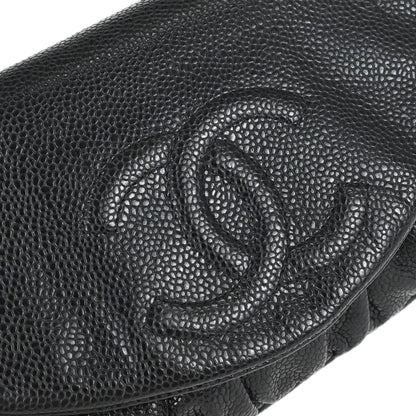 Chanel 2013-2014 Black Caviar Skin Half Moon Flap WOC Wallet on Chain Shoulder Bag