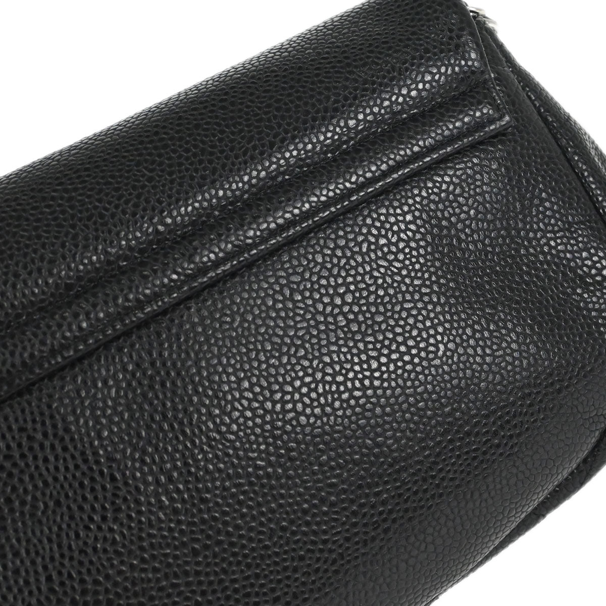 Chanel 2013-2014 Black Caviar Skin Half Moon Flap WOC Wallet on Chain Shoulder Bag