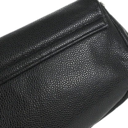 Chanel 2013-2014 Black Caviar Skin Half Moon Flap WOC Wallet on Chain Shoulder Bag