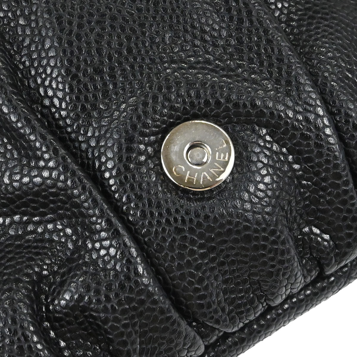 Chanel 2013-2014 Black Caviar Skin Half Moon Flap WOC Wallet on Chain Shoulder Bag
