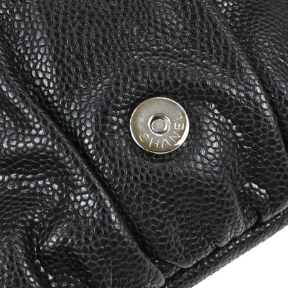 Chanel 2013-2014 Black Caviar Skin Half Moon Flap WOC Wallet on Chain Shoulder Bag