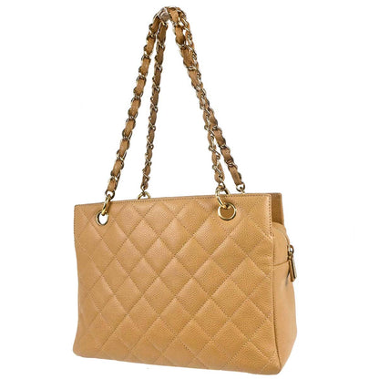 Chanel 2002-2003 Beige Caviar Skin Petite Timeless Tote PTT Chain Handbag